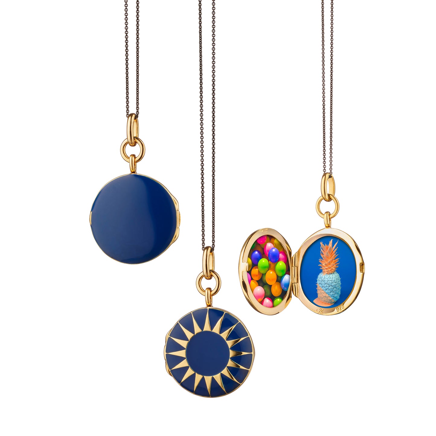 Navy Enamel Vermeil Round Locket