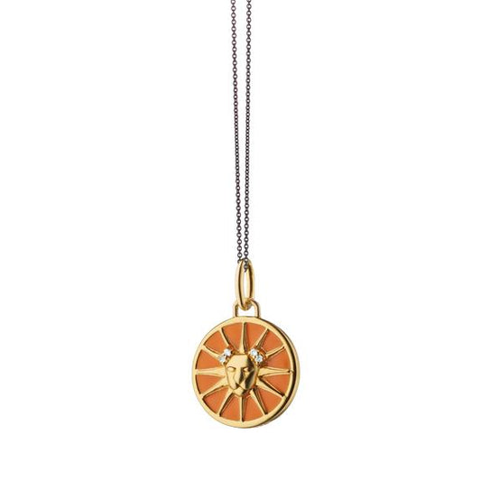 Vermeil Leo Horoscope Charm in Orange Enamel