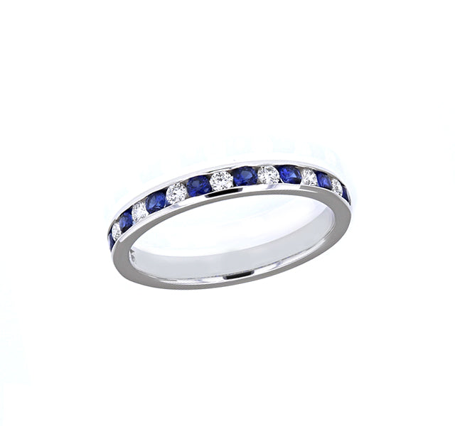 Sapphire & Diamond Channel Band in White Gold