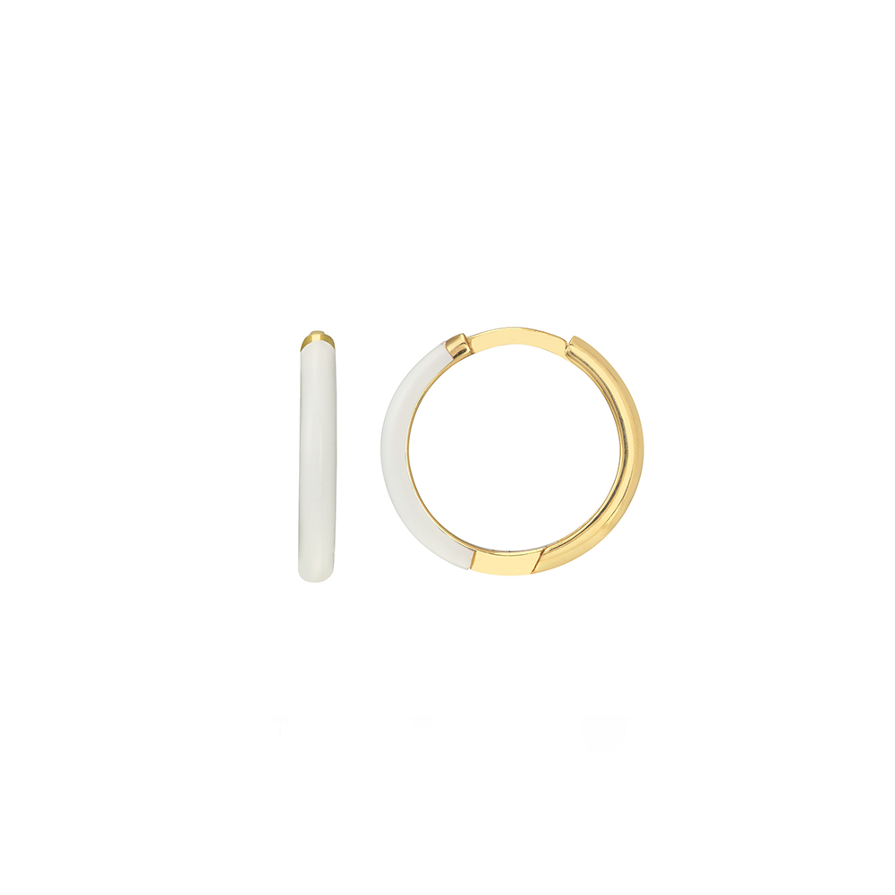 White Enamel Hoop Earrings