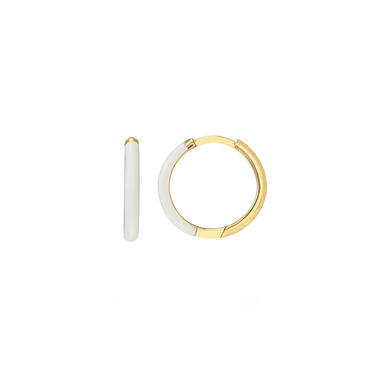 White Enamel Hoop Earrings