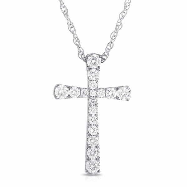 Flared Diamond Cross Pendant Necklace