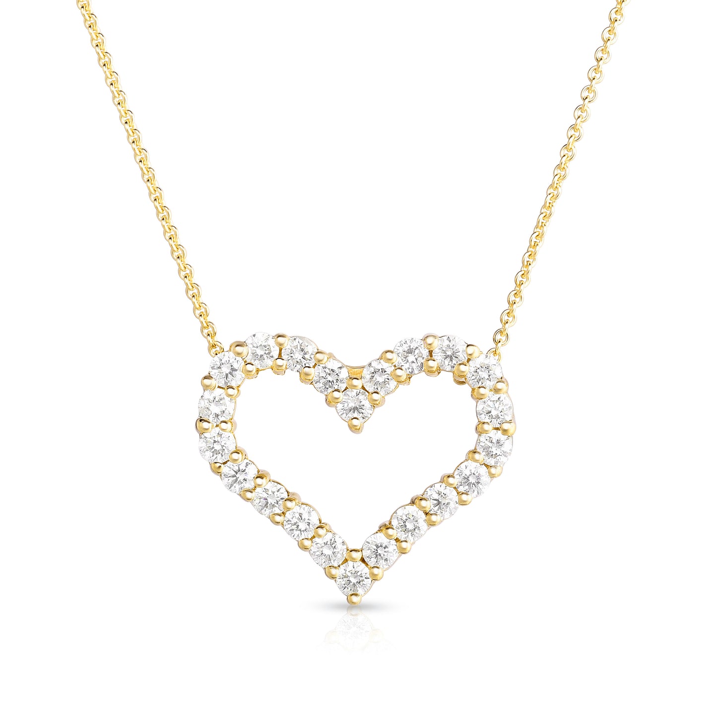 Medium Diamond Outline Heart Pendant in Yellow Gold