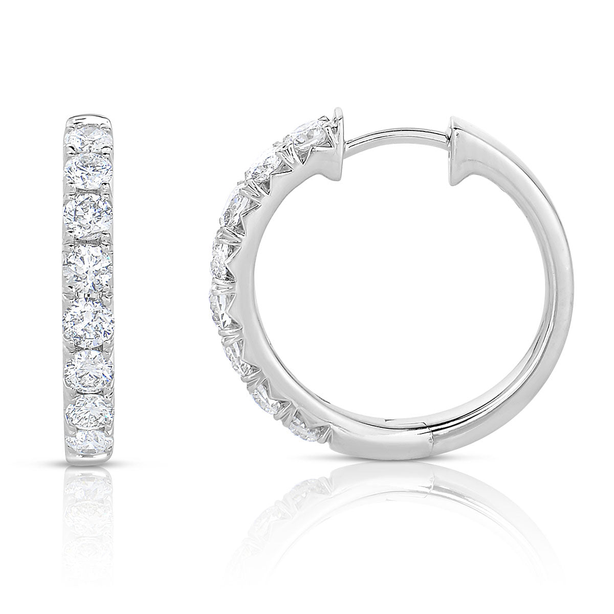 French Cut Round Diamond Hoops