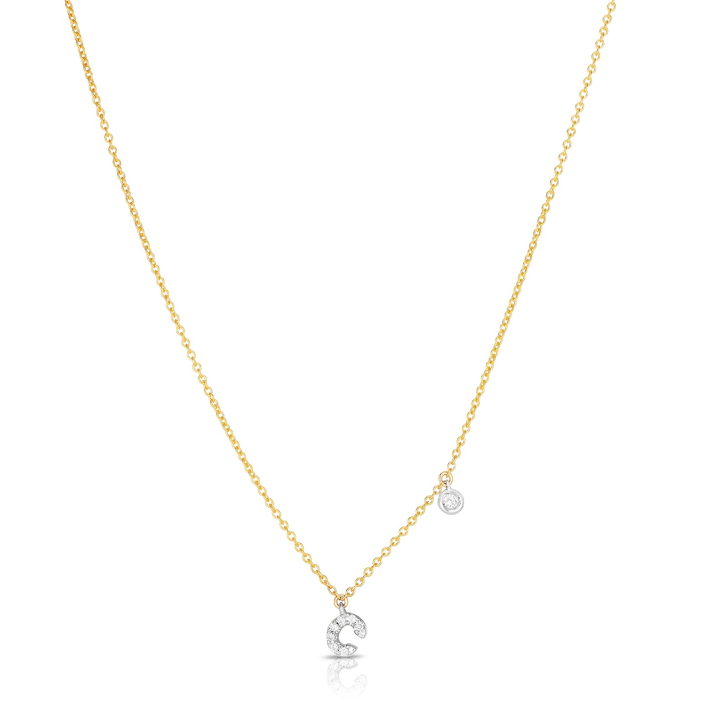 C Initial Necklace with Bezel Set Diamond