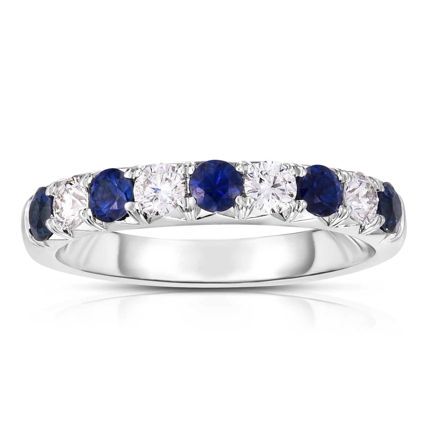 9-Stone French Cut Band with Alternating Blue Sapphires & Diamonds