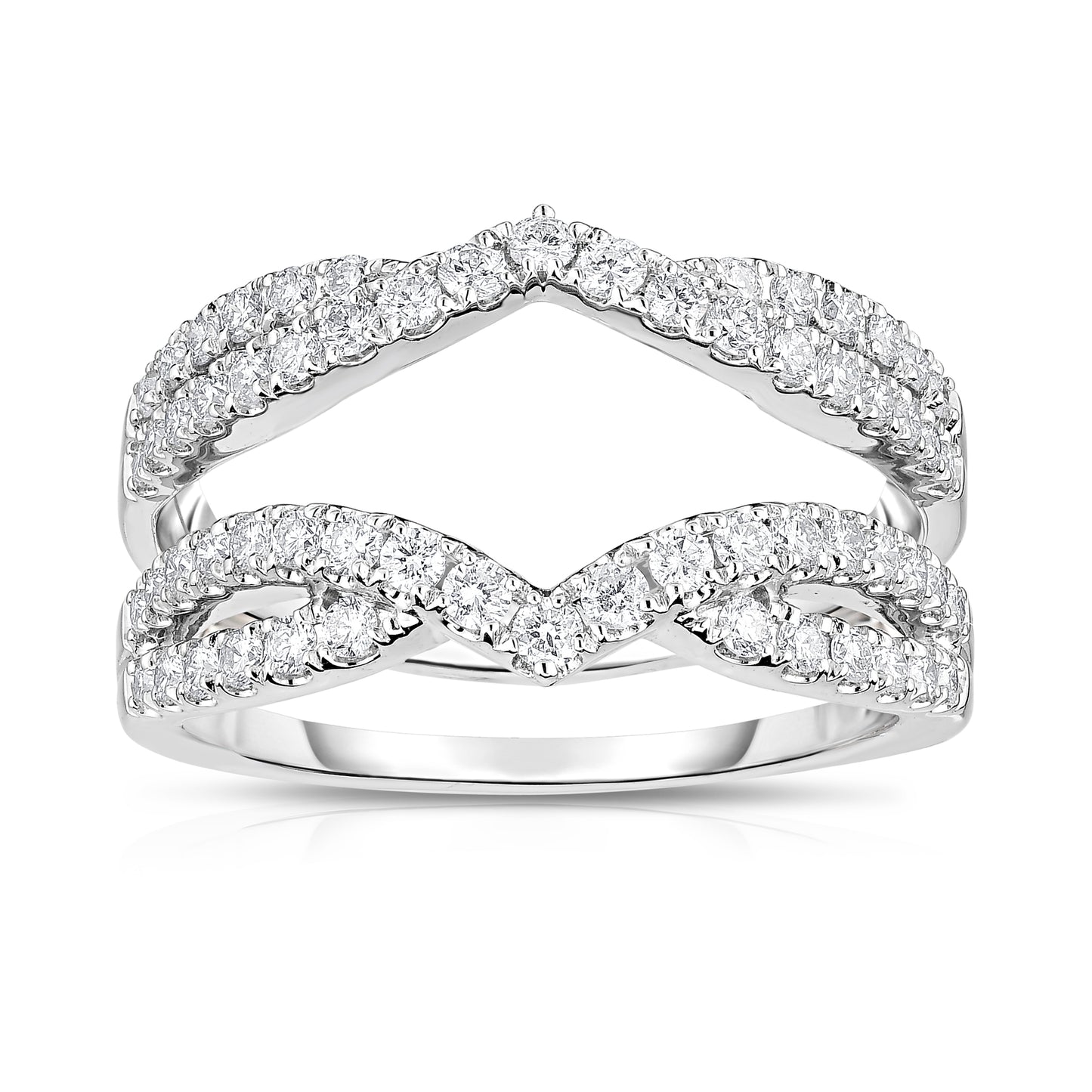 Diamond Split Prong Jacket Style Ring with Two Row Crossover