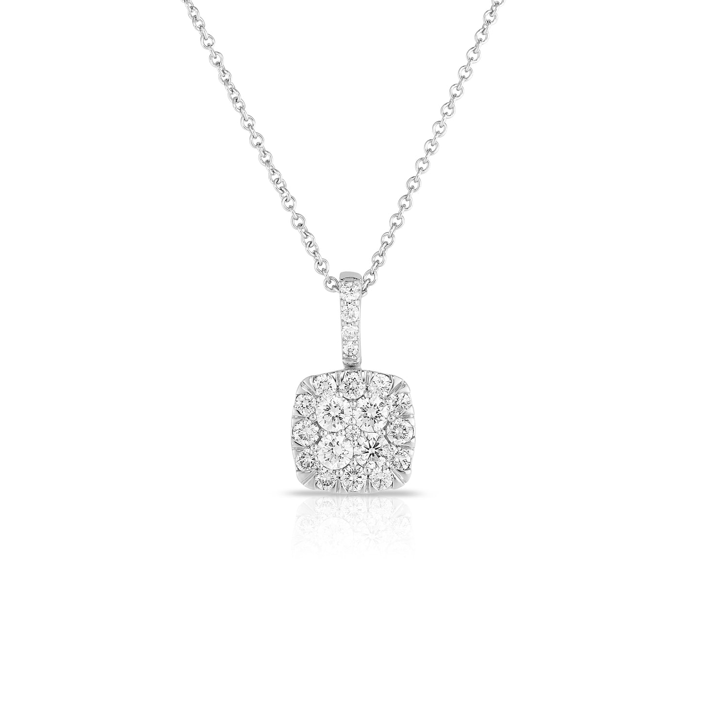 Diamond Cluster Necklace in White Gold