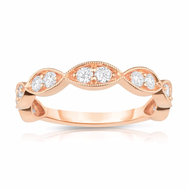 Milgrain Marquise Diamond Band in Rose Gold