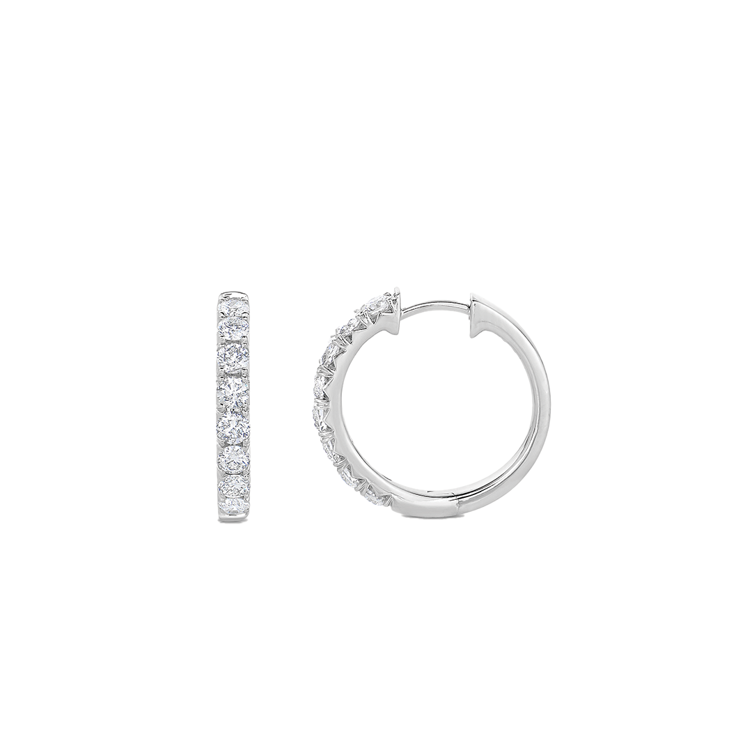 French Cut Round Diamond Hoops