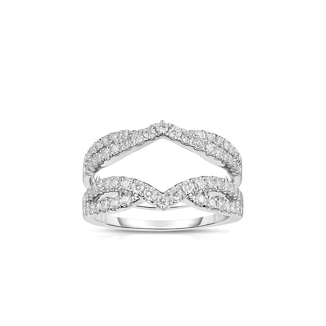 Diamond Split Prong Jacket Style Ring with Two Row Crossover