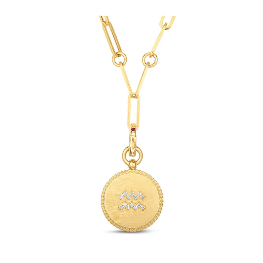 Aquarius Zodiac Medallion Pendant Necklace