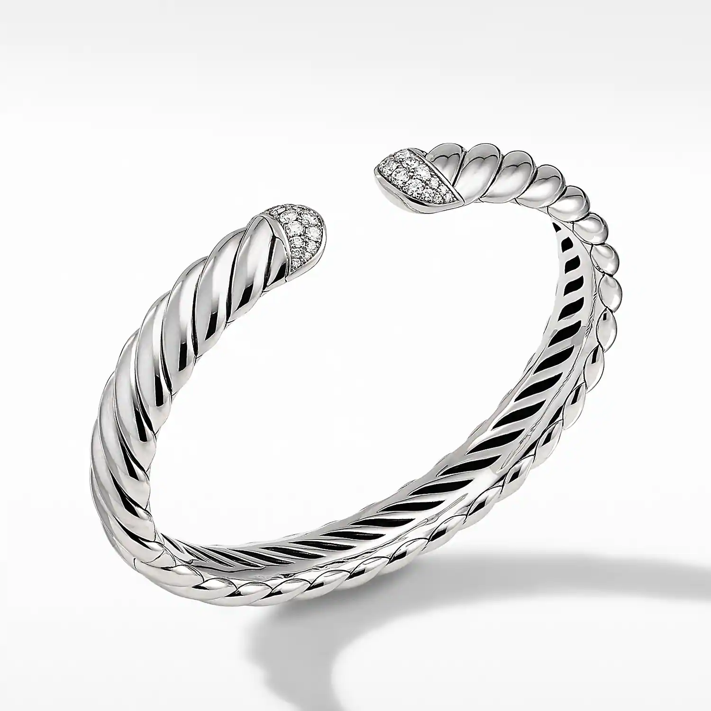 Sculpted Cable Cuff Bracelet with Pavé Diamonds