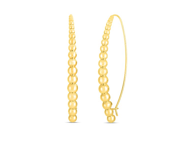 18k Beaded Curved Earrings