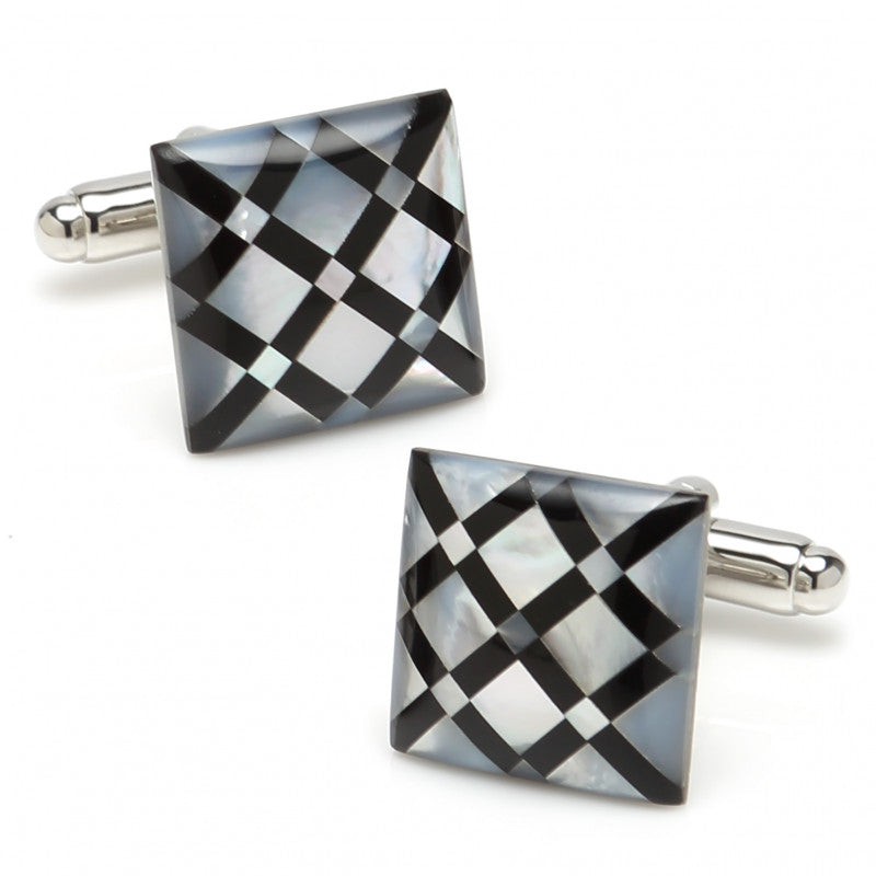 White Mother of Pearl Diamond Cufflinks