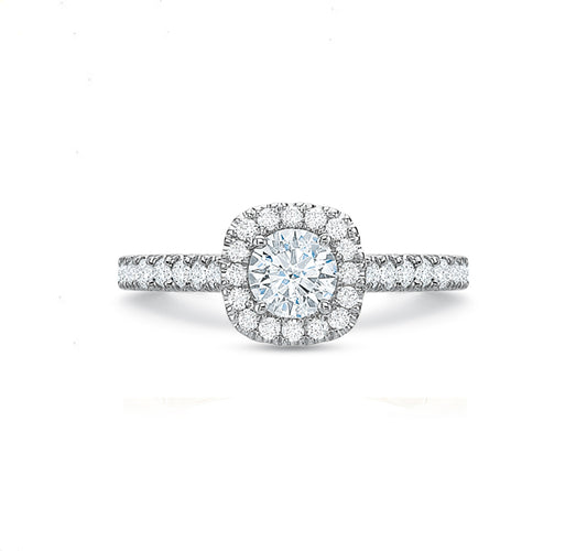 Cushion Halo Engagement Ring 1.00tw