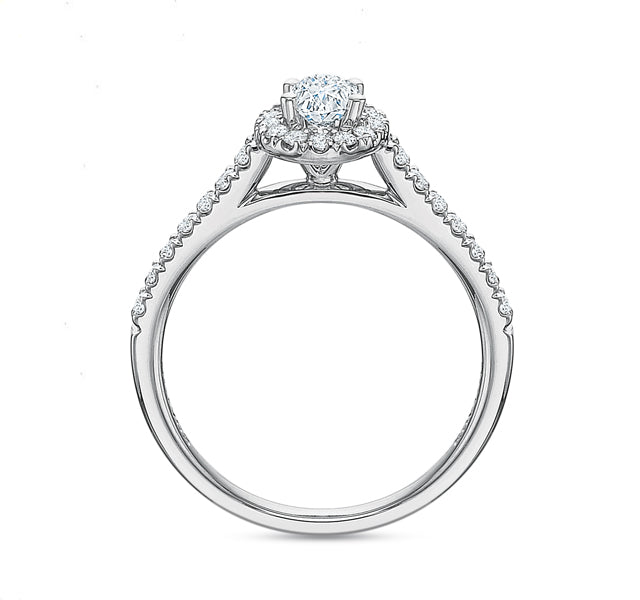 Oval Halo Engagement Ring .75tw