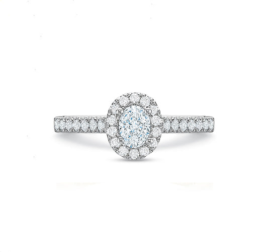 Oval Halo Engagement Ring .75tw