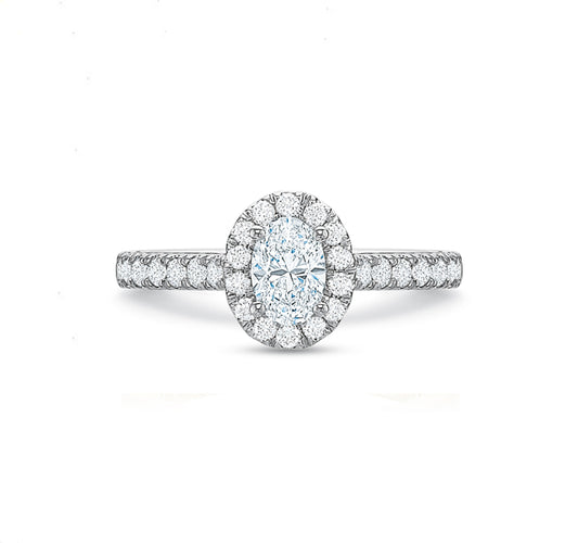 Oval Halo Engagement Ring 1.00tw