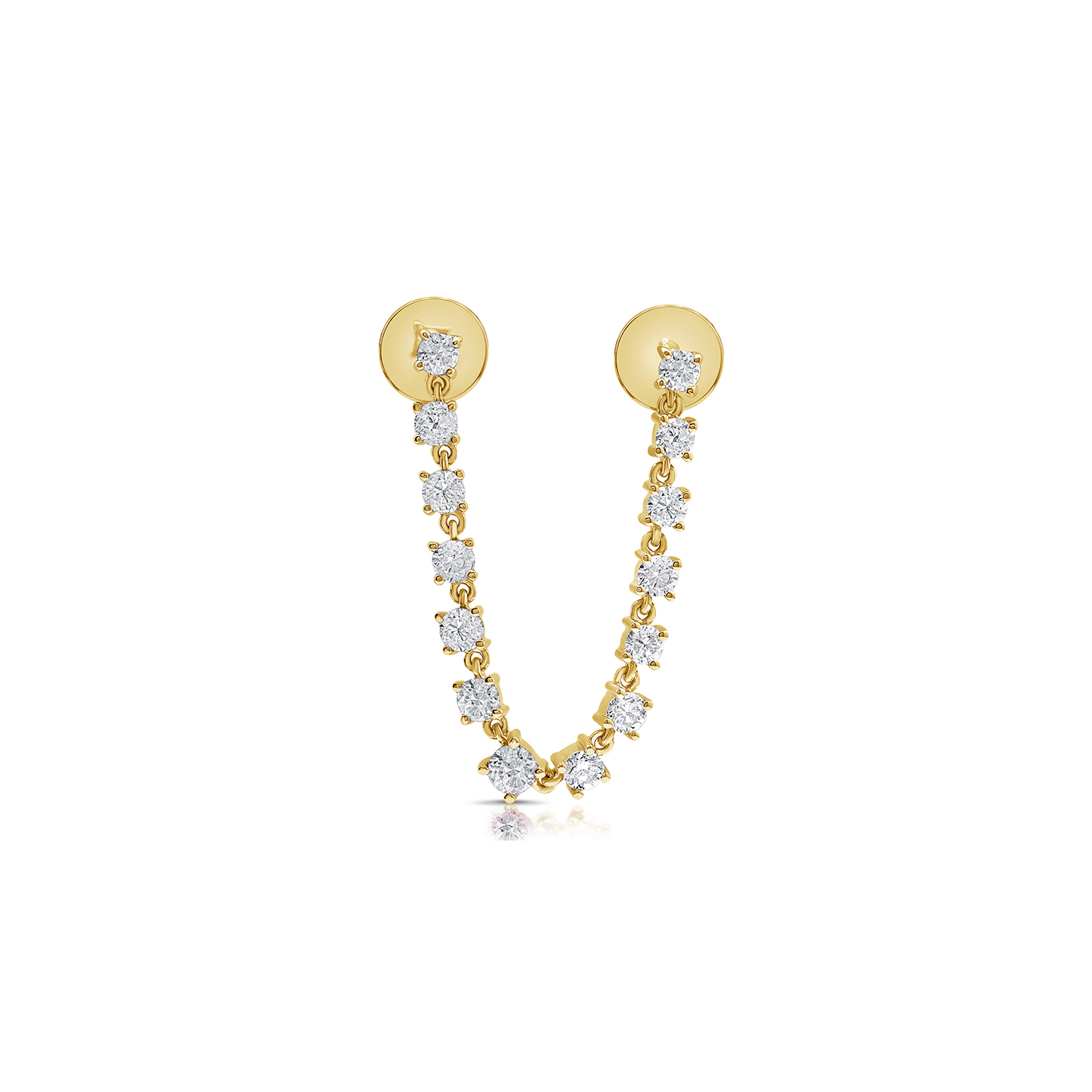 Double Stud Single Diamond Earring