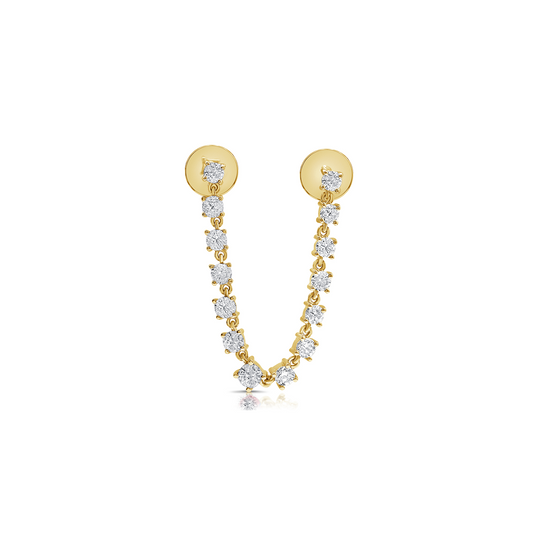 Double Stud Single Diamond Earring