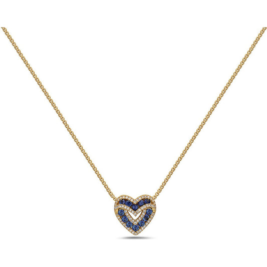 Sweetheart Pendant with Blue Sapphires and Diamonds