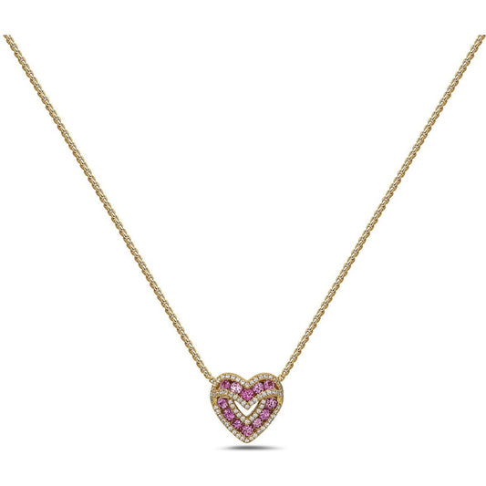 Sweetheart Pendant Necklace with Pink Sapphires and Diamonds