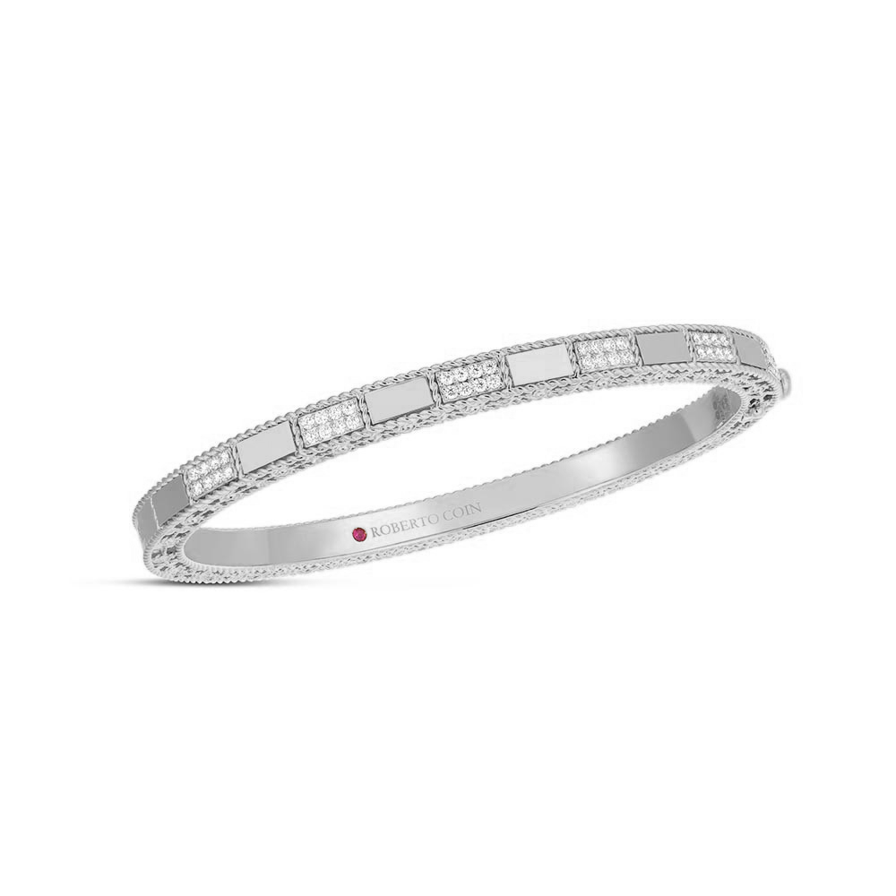 Art Deco Bangle with Diamonds in White Gold