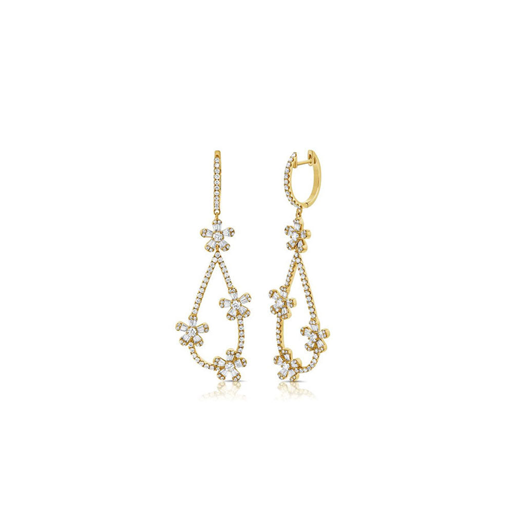 Long Open Pear Drop Flower Station Earring