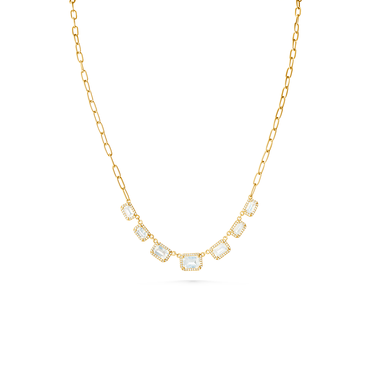 Moonstone & Diamond Halo Necklace