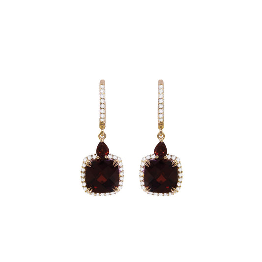 Forever Young Pear Shape Garnet Earrings with Diamonds
