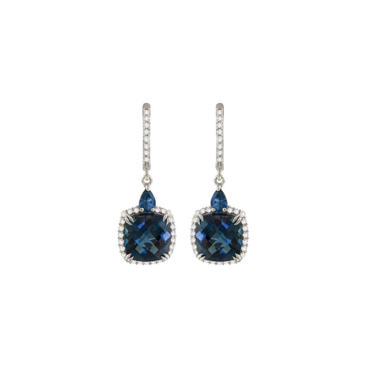 Forever Young Pear Shape London Blue Topaz Earrings with Diamonds
