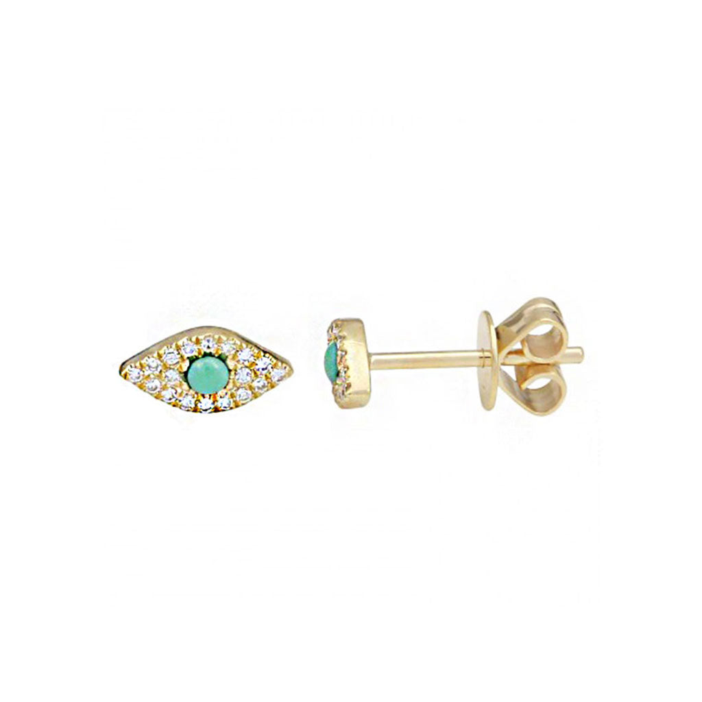 Turquoise & Diamond Evil Eye Studs