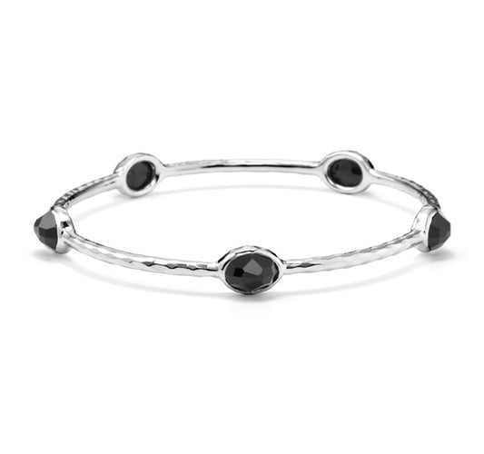 Silver Rock Candy 5-stone Bangle in Black Onyx