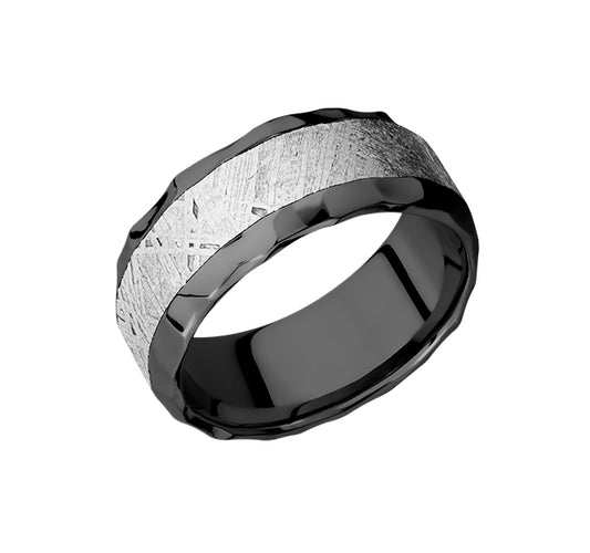 Rock Polish Zirconium Band With Meteorite