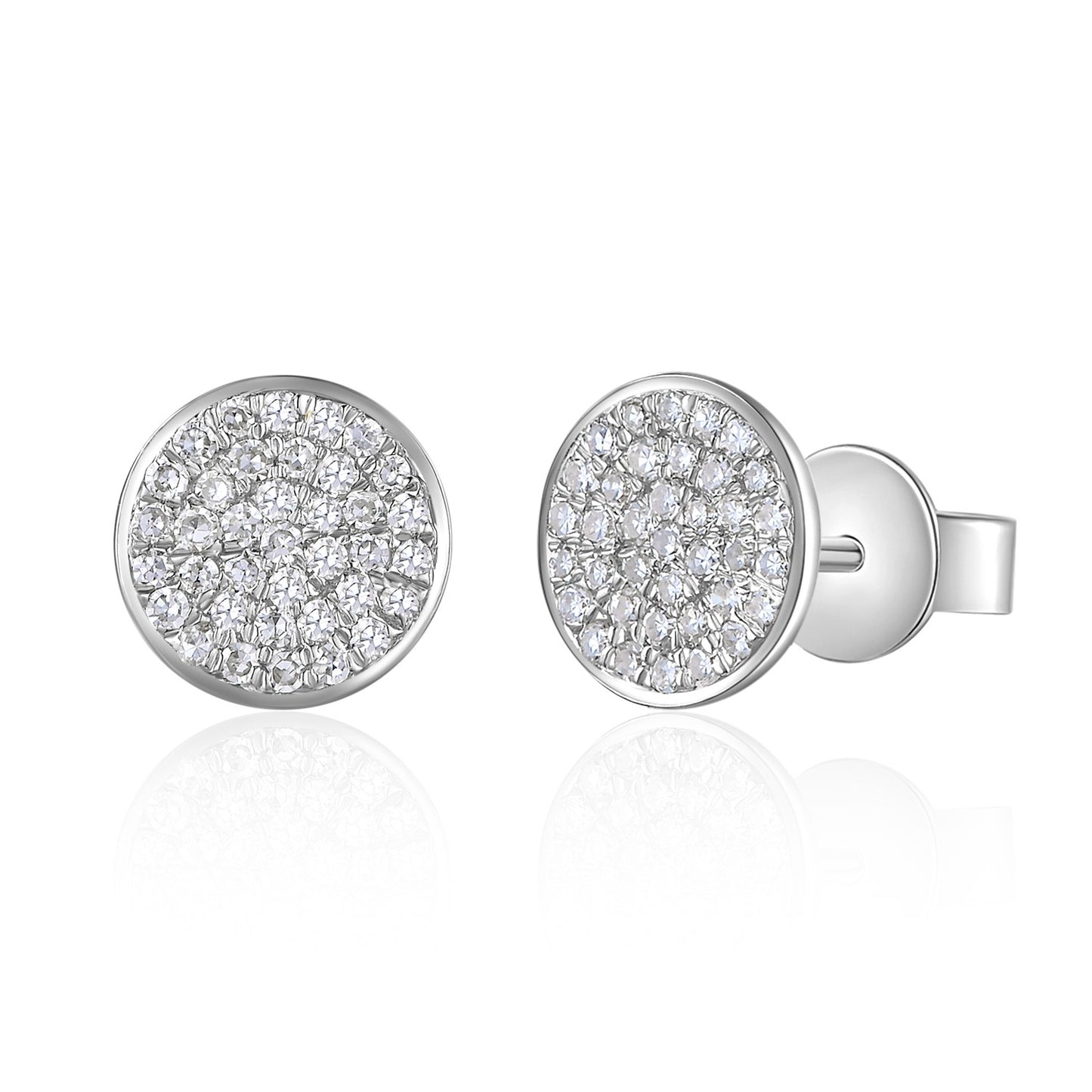 Diamond Pave Disc Stud Earrings