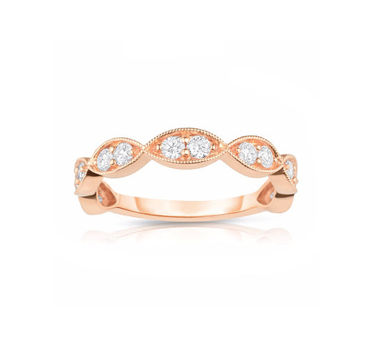 Milgrain Marquise Diamond Band in Rose Gold