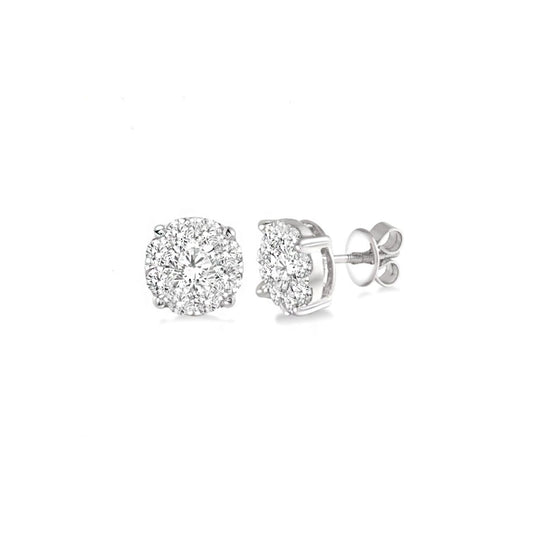 Diamond Cluster Stud Earrings