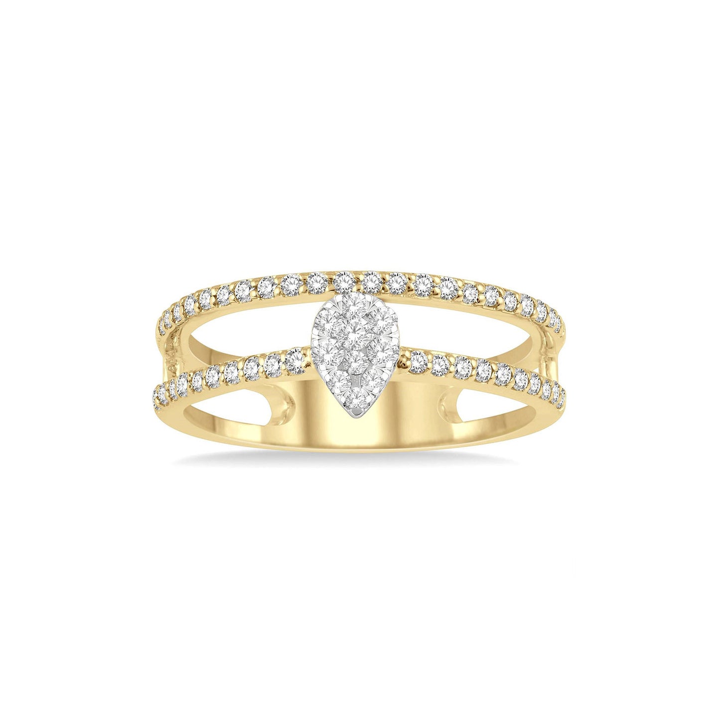 Two-Row Pear Cluster Diamond Band