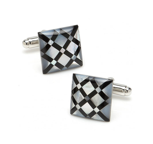 White Mother of Pearl Diamond Cufflinks