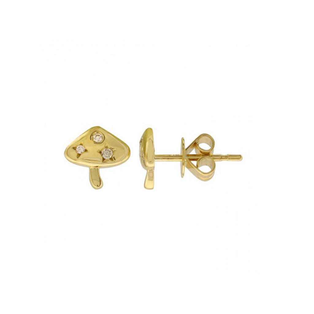 Mushroom Stud Earrings with Diamonds