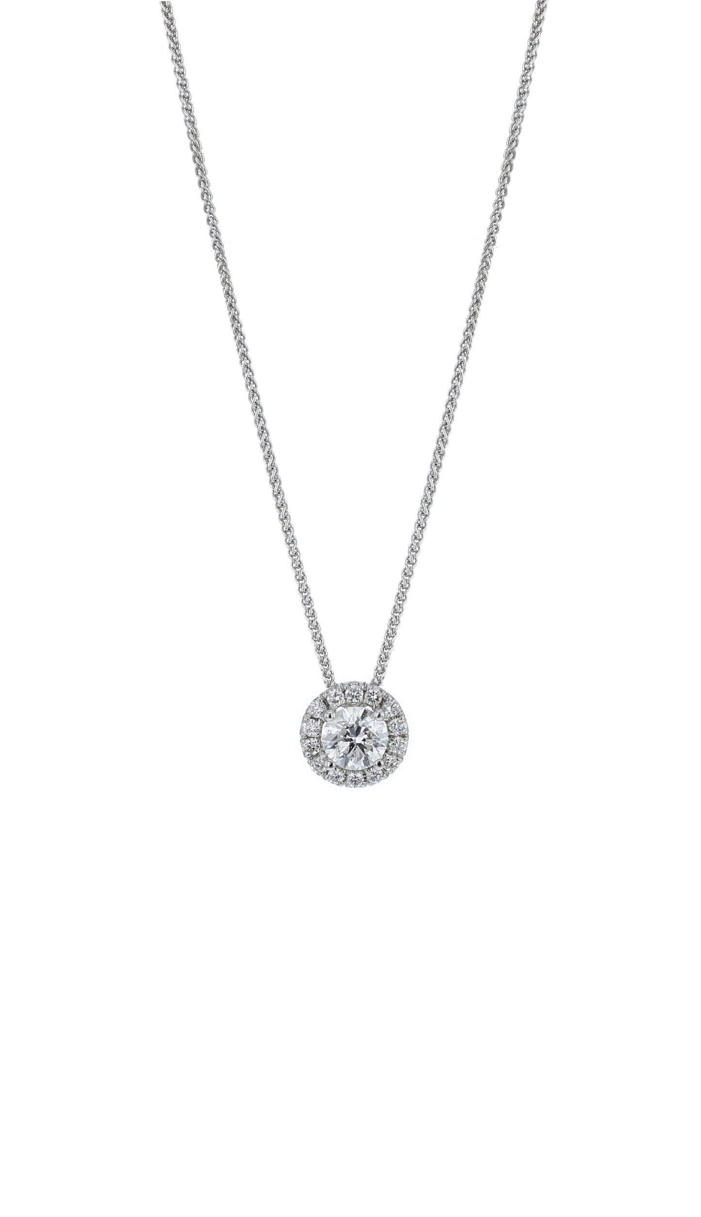 Round Diamond Halo Pendant .50ct