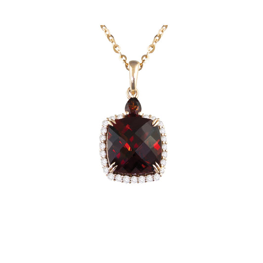 Forever Young Pear Shape Garnet and Diamond Pendant Necklace