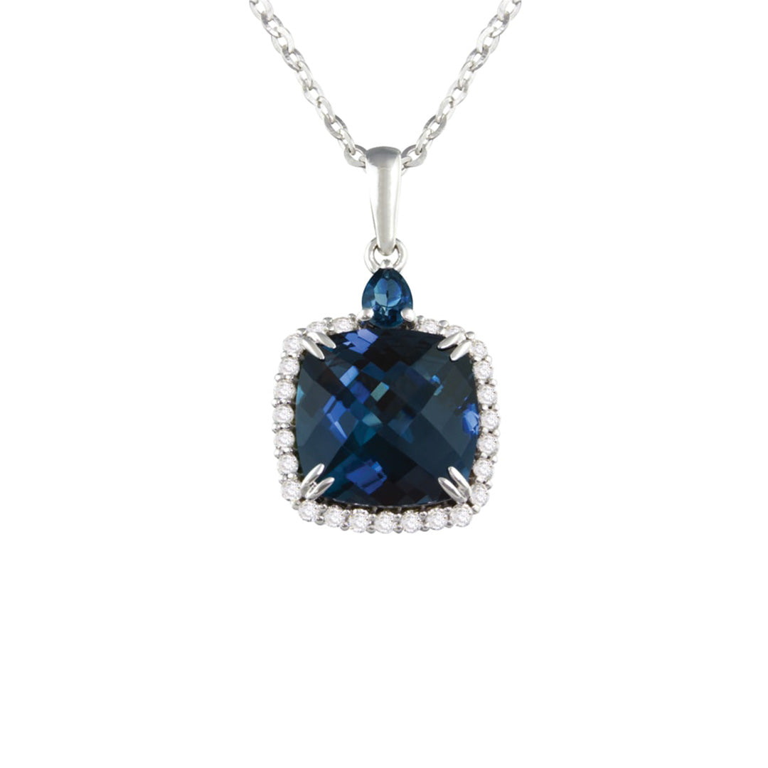 Forever Young Pear Shape London Blue Topaz Pendant with Diamonds