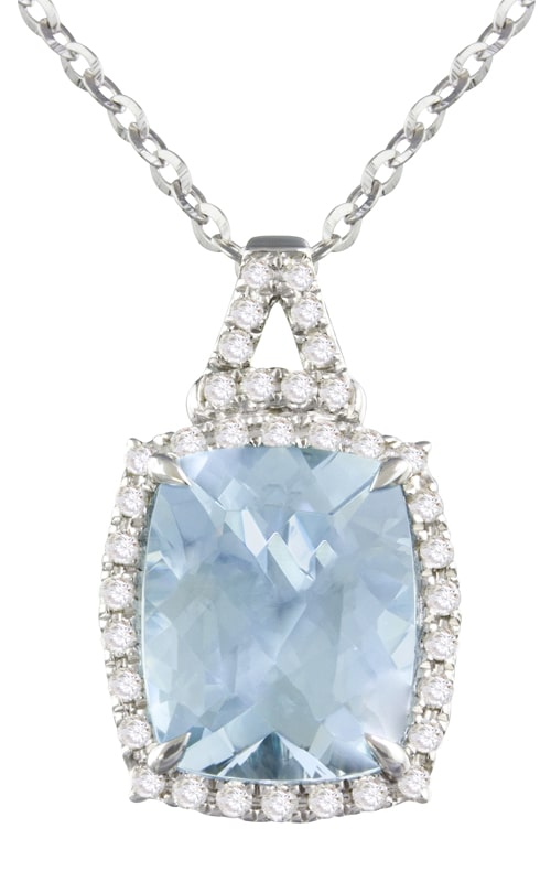 Forever Young Elongated Cushion Cut Aquamarine Pendant Necklace