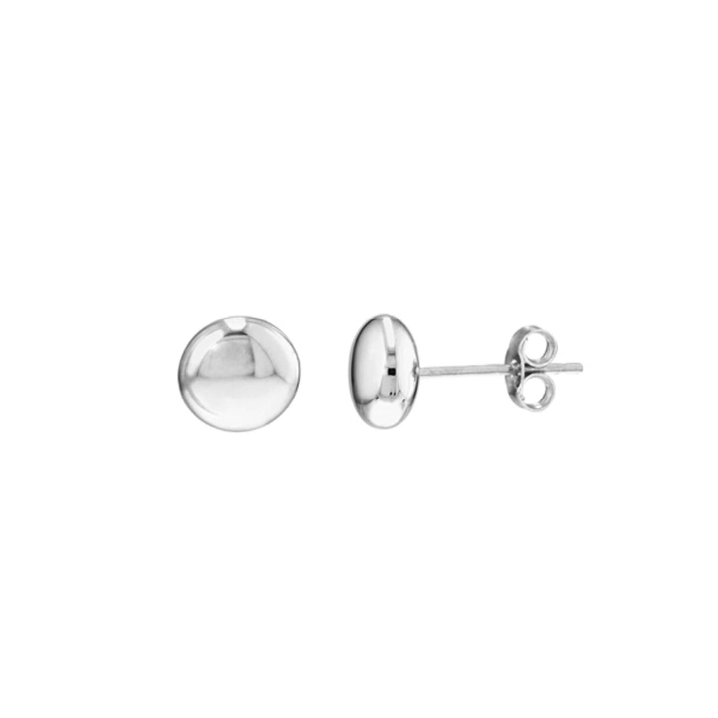 Small Flat Round Pebble Stud Earrings