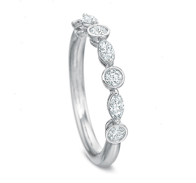 Alternating Marquise and Round Diamond Band