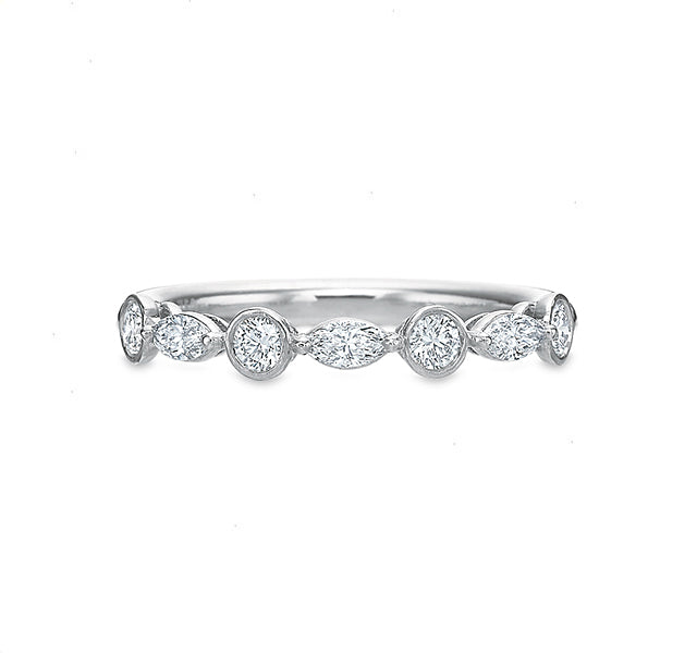 Alternating Marquise and Round Diamond Band