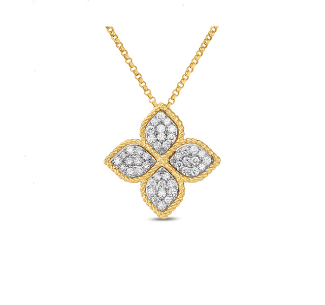 Princess Flower Pendant With Diamonds