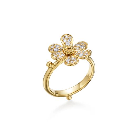 Snow Flower Ring with Pave Diamonds